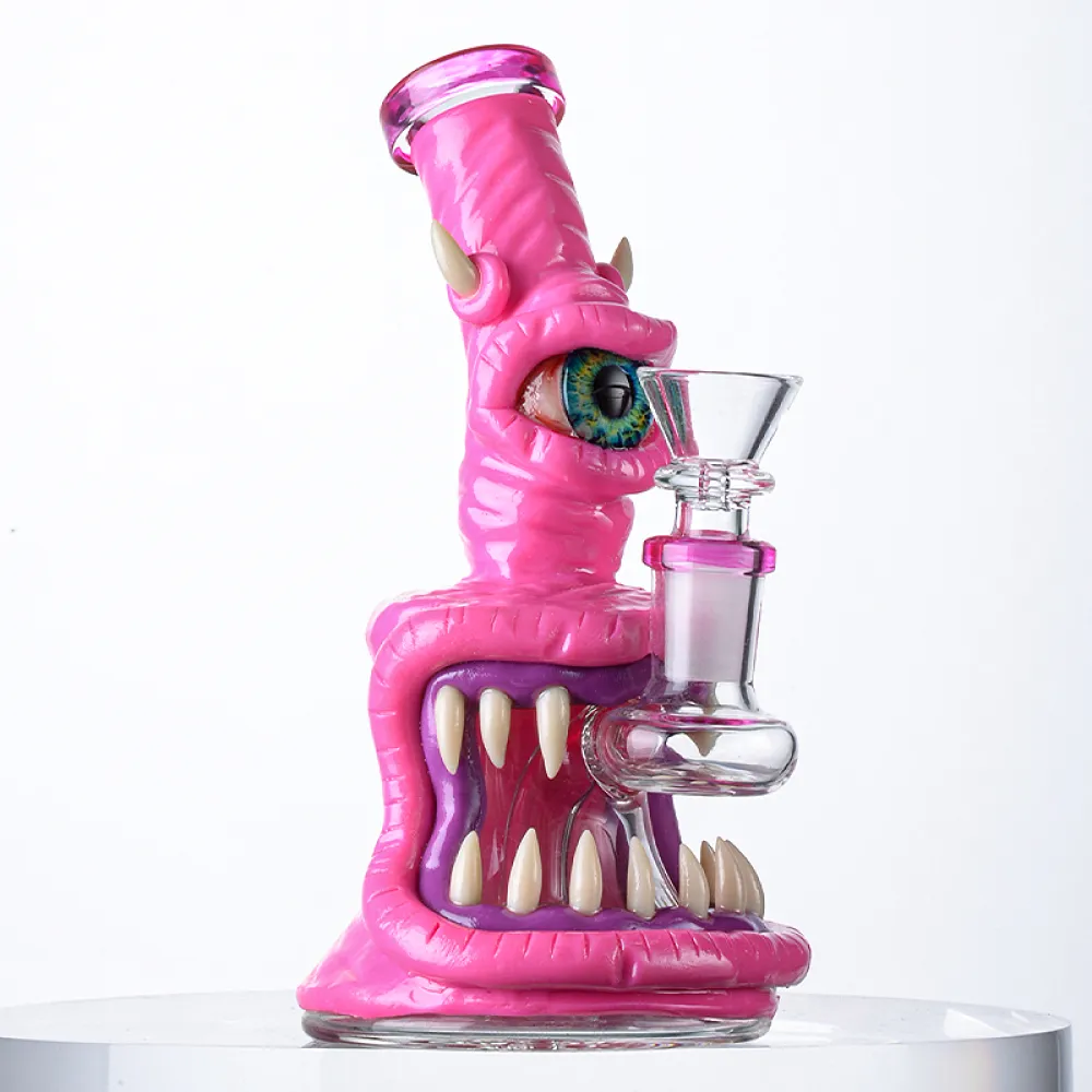 Cheap Creepy Eyeballs Bong Scary Mini Dab Rig Horrible Monster WaterPipe W/ Showerhead Perc