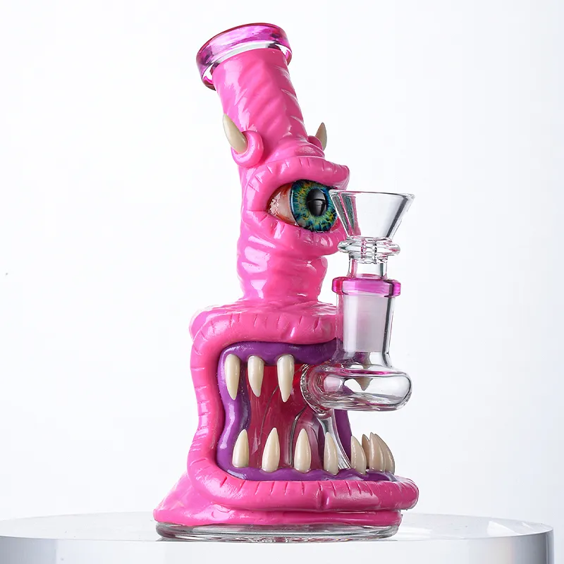 Cheap Creepy Eyeballs Bong Scary Mini Dab Rig Horrible Monster WaterPipe W/ Showerhead Perc