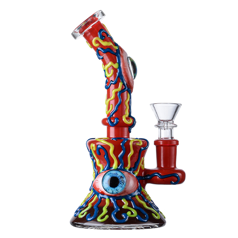 Cool Triple Evil Eyeballs Bong Mini Horror Red Monster Dab Rig Showerhead Perc WaterPipe 