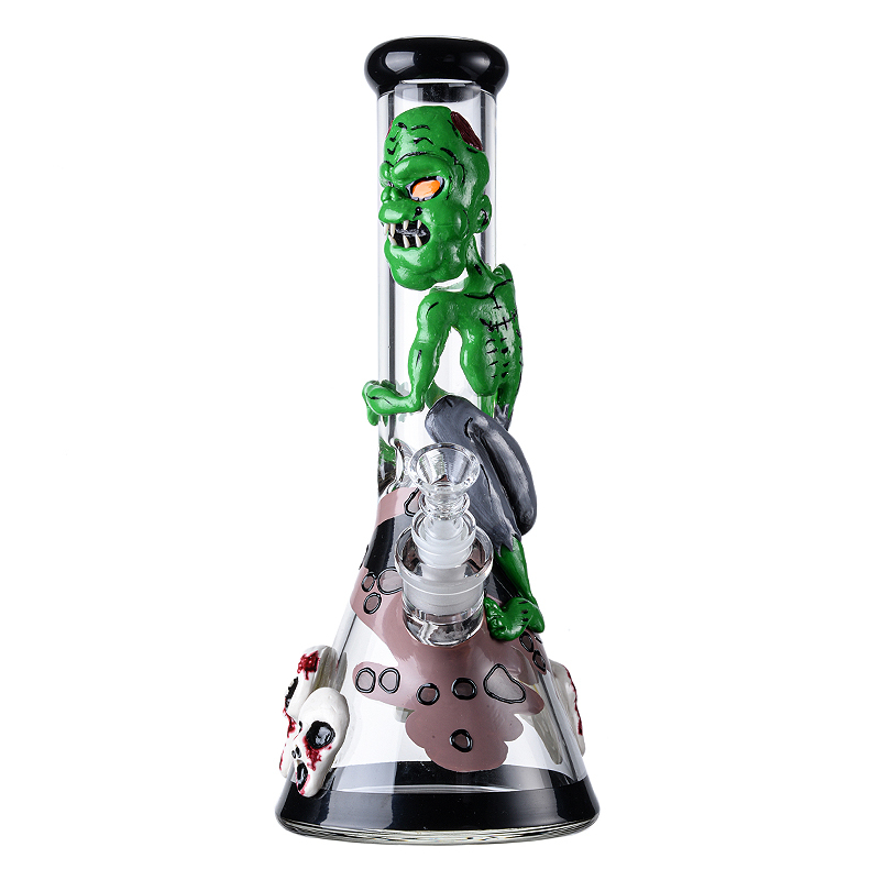 Death Demon Beaker Bong Thick Devil Halloween Glass Water Pipe Scary Skull Ice Dab Rig 