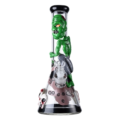 Death Demon Beaker Bong Thick Devil Halloween Glass Water Pipe Scary Skull Ice Dab Rig  01