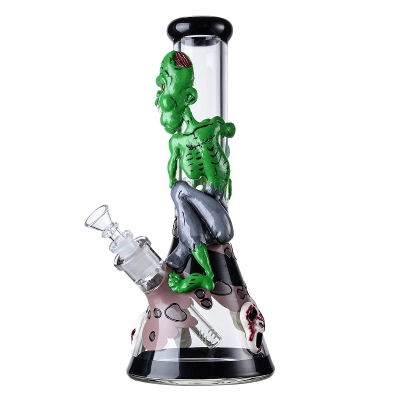 Death Demon Beaker Bong Thick Devil Halloween Glass Water Pipe Scary Skull Ice Dab Rig  02