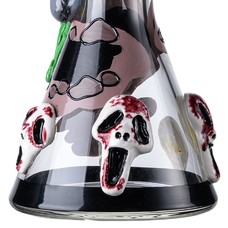 Death Demon Beaker Bong Thick Devil Halloween Glass Water Pipe Scary Skull Ice Dab Rig 