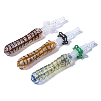 Girly Mini Glass Dab Collector Straw Cheap Honey Straw With 10mm Quartz Nail  01