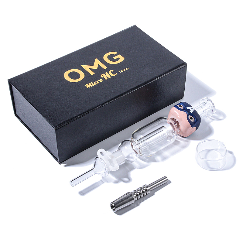 Cute Cartoon OMG Micro NC Dab Straw Set Cheap Glass Nectar Collector Kit Black Box 