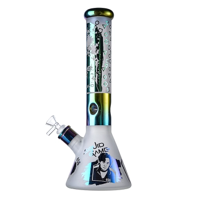 Cool Squid Game Frosted Beaker Bong Round Six Glass Ice Dab Rig Thick Sanded Waterpipe  01