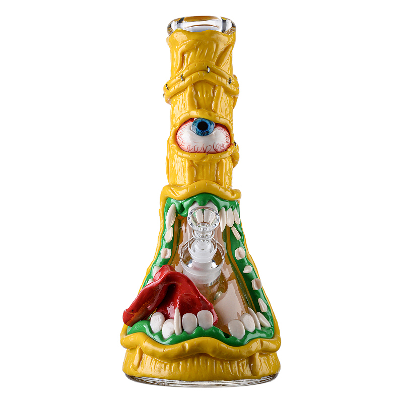 Creepy Yellow Underwater Cyclops Beaker Bong Monster Dab Rig Thick Waterpipe W/ Ice Pinch
