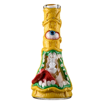 Creepy Yellow Underwater Cyclops Beaker Bong Monster Dab Rig Big Thick Waterpipe W/ Ice Pinch 01