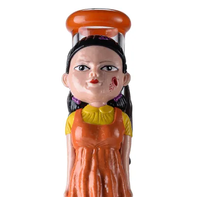 Cool Orange Squid Game Beaker Bong Round Six Thick Dab Rig Big Waterpipe W/ Ice Catcher  02