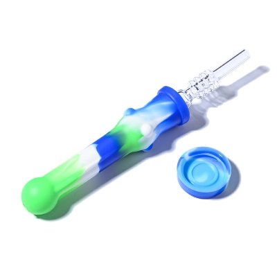 Cool Cheap Silicone Nectar Collector Heady Unbreakable Dab Straw W/ 14mm Quartz Tip  01