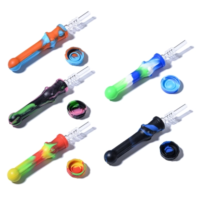 Cool Cheap Silicone Nectar Collector Heady Unbreakable Dab Straw W/ 14mm Quartz Tip  02