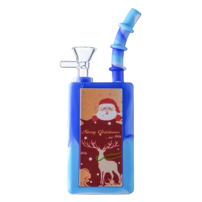 Cheap Mini Portable Cube Dab Rig Unique PS-shaped Christmas Silicone Square Bong 01