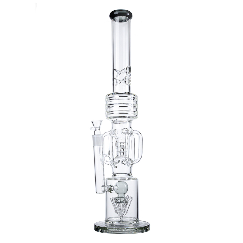 Thick Glass Tall Ice bong with 6-Arm Rocket Perc