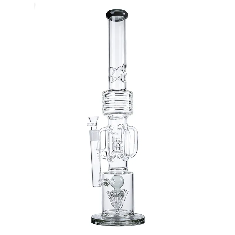 Thick Glass Tall Ice bong with 6-Arm Rocket Perc