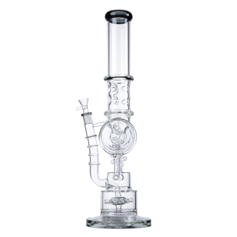 17 Inch Thick Glass Ice Bong Tall Recycler Dab Rig with Spiral & Propeller Perc 