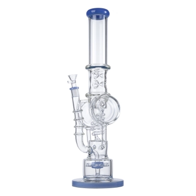 17 Inch Thick Glass Big Bong Tall Recycler Dab Rig with Spiral & Propeller Perc  02