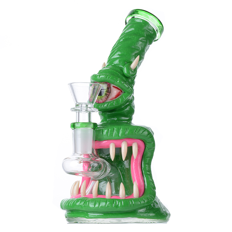 Cheap Creepy Eyeballs Bong Scary Mini Dab Rig Horrible Monster WaterPipe W/ Showerhead Perc