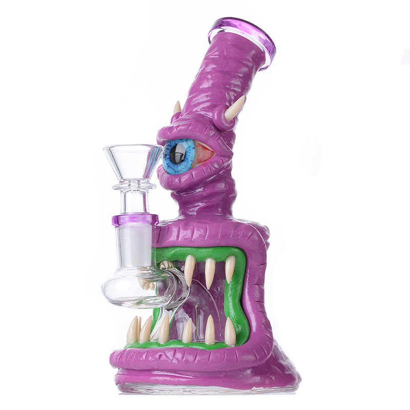 Cheap Creepy Eyeballs Bong Scary Mini Dab Rig Horrible Monster WaterPipe W/ Showerhead Perc