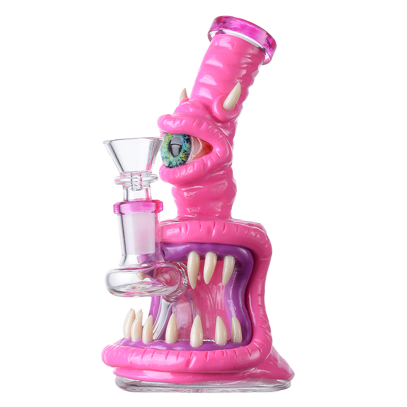 Cheap Creepy Eyeballs Bong Scary Mini Dab Rig Horrible Monster WaterPipe W/ Showerhead Perc