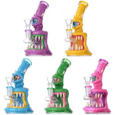 Cheap Creepy Eyeballs Bong Scary Mini Dab Rig Horrible Monster WaterPipe W/ Showerhead Perc 01