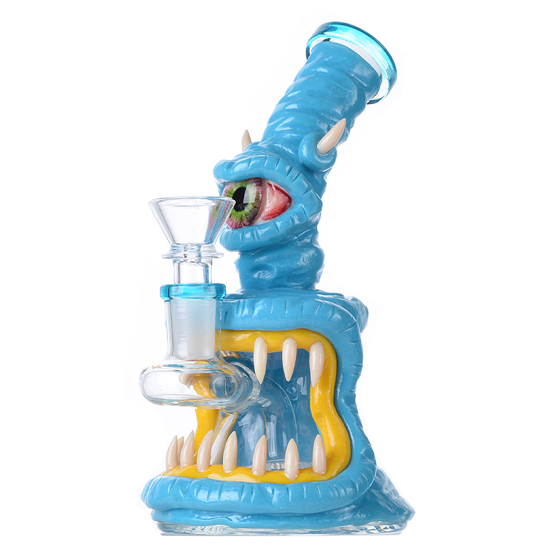 Cheap Creepy Eyeballs Bong Scary Mini Dab Rig Horrible Monster WaterPipe W/ Showerhead Perc