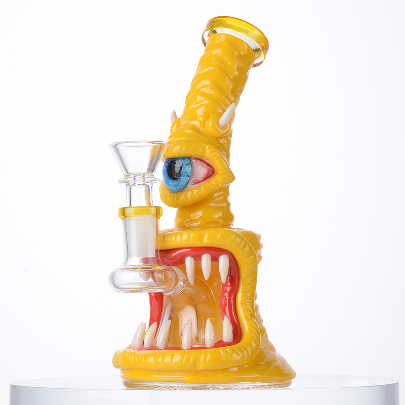 Cheap Creepy Eyeballs Bong Scary Mini Dab Rig Horrible Monster WaterPipe W/ Showerhead Perc