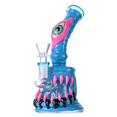 Cheap Eyes Teeth Bong Novelty Mini Dab Rig Cool Glass Showerhead Perc Water Pipe  02