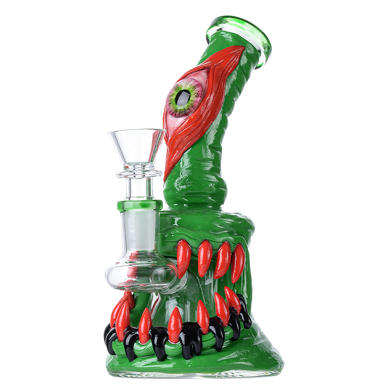 Cheap Eyes Teeth Bong Novelty Mini Dab Rig Cool Glass Showerhead Perc Water Pipe 