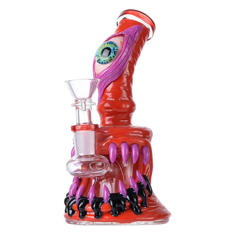 Cheap Eyes Teeth Bong Novelty Mini Dab Rig Cool Glass Showerhead Perc Water Pipe 