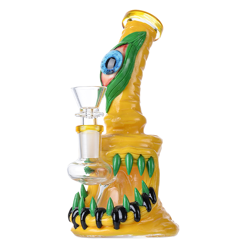 Cheap Eyes Teeth Bong Novelty Mini Dab Rig Cool Glass Showerhead Perc Water Pipe 