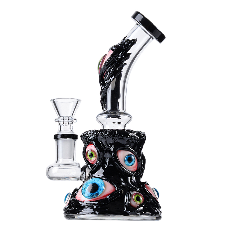 Cool Triple Evil Eyeballs Bong Mini Horror Red Monster Dab Rig Showerhead Perc WaterPipe 