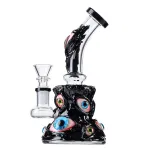 Cool Triple Evil Eyeballs Bong Mini Horror Red Monster Dab Rig Showerhead Perc WaterPipe 