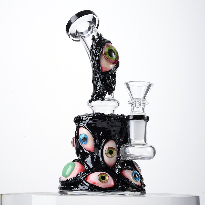 Cool Triple Evil Eyeballs Bong Mini Horror Red Monster Dab Rig Showerhead Perc WaterPipe 