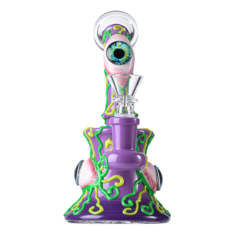 Cool Triple Evil Eyeballs Bong Mini Horror Red Monster Dab Rig Showerhead Perc WaterPipe 