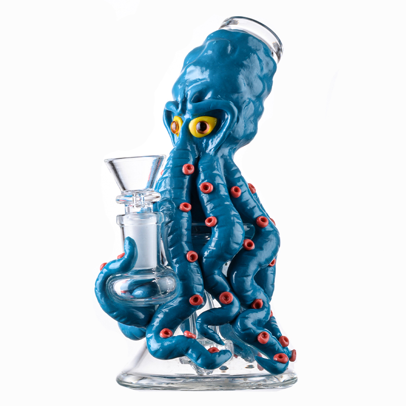 Cute Small Purple Octopus Bong Cool Animal Dab Rig Showerhead Perc Water Pipe 