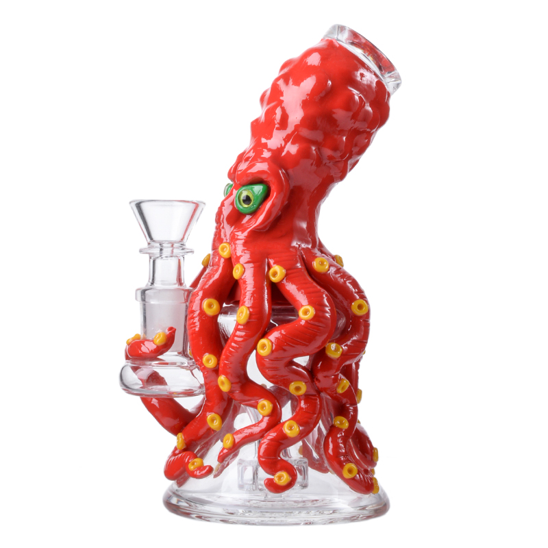 Cute Small Purple Octopus Bong Cool Animal Dab Rig Showerhead Perc Water Pipe 