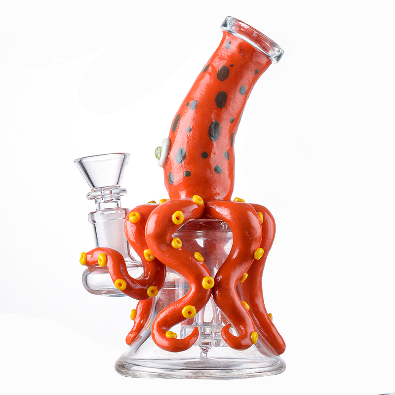 Cute Small Purple Octopus Bong Cool Animal Dab Rig Showerhead Perc Water Pipe 