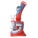 Mini Cheap Blue Red Eyes Teeth Bong Small Animal Dab Rig Showerhead Perc Water Pipe 