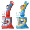Mini Cheap Blue Red Eyes Teeth Bong Small Animal Dab Rig Showerhead Perc Water Pipe 