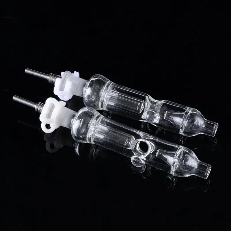 Water Cooled Nectar Collector Mini Glass Dad Straw W/ Titanium Nail & Inner Perc