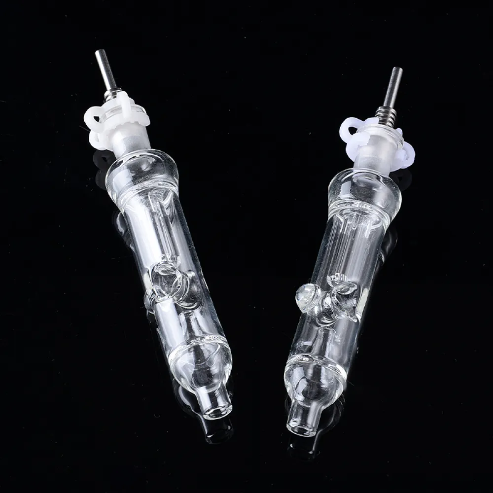 Water Cooled Nectar Collector Mini Glass Dad Straw W/ Titanium Nail & Inner Perc
