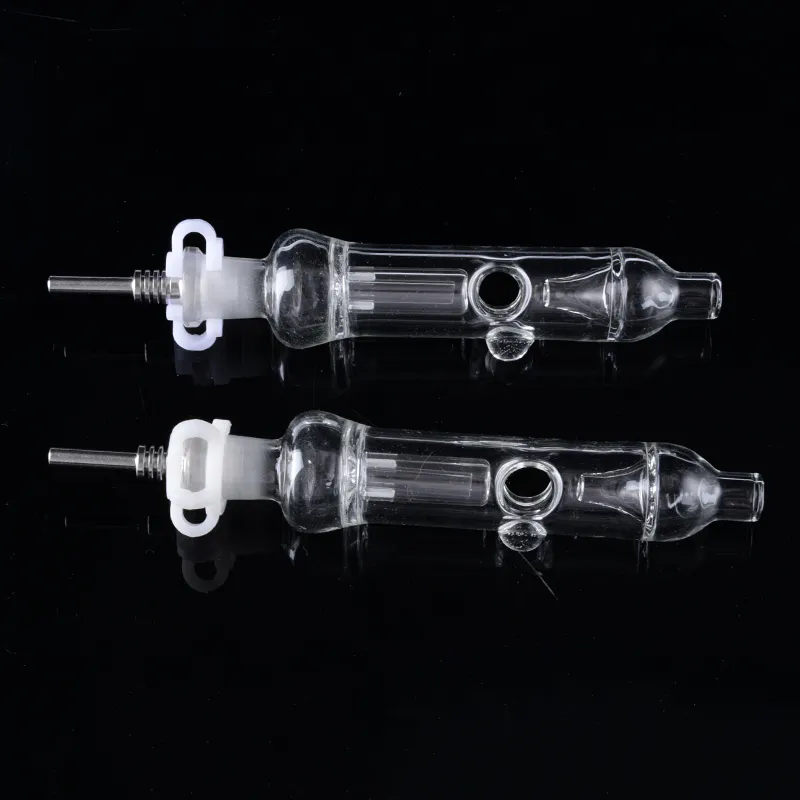 Water Cooled Nectar Collector Mini Glass Dad Straw W/ Titanium Nail & Inner Perc