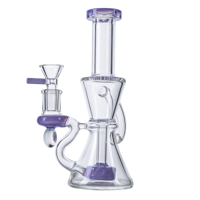 Mini Cheap Beaker Bong Glass Recycler Dab Rig Showerhead Perc Water Pipe 02