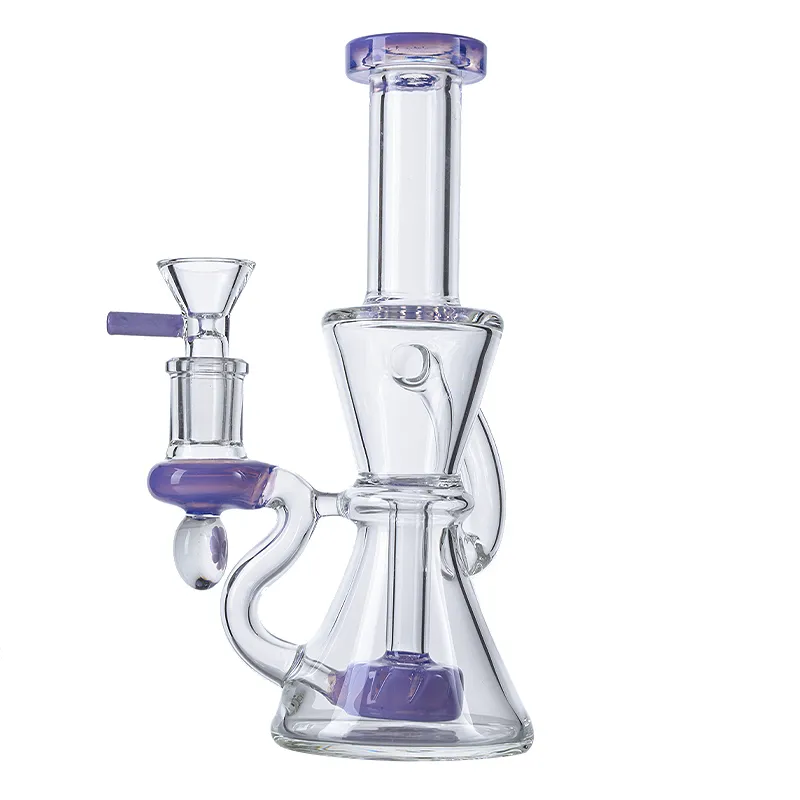 Mini Cheap Beaker Bong Glass Recycler Dab Rig Showerhead Perc Water Pipe