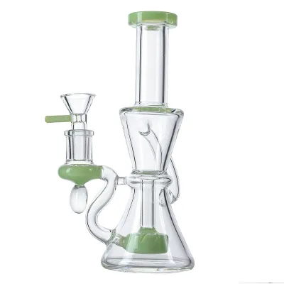Mini Cheap Beaker Bong Glass Recycler Dab Rig Showerhead Perc Water Pipe 01