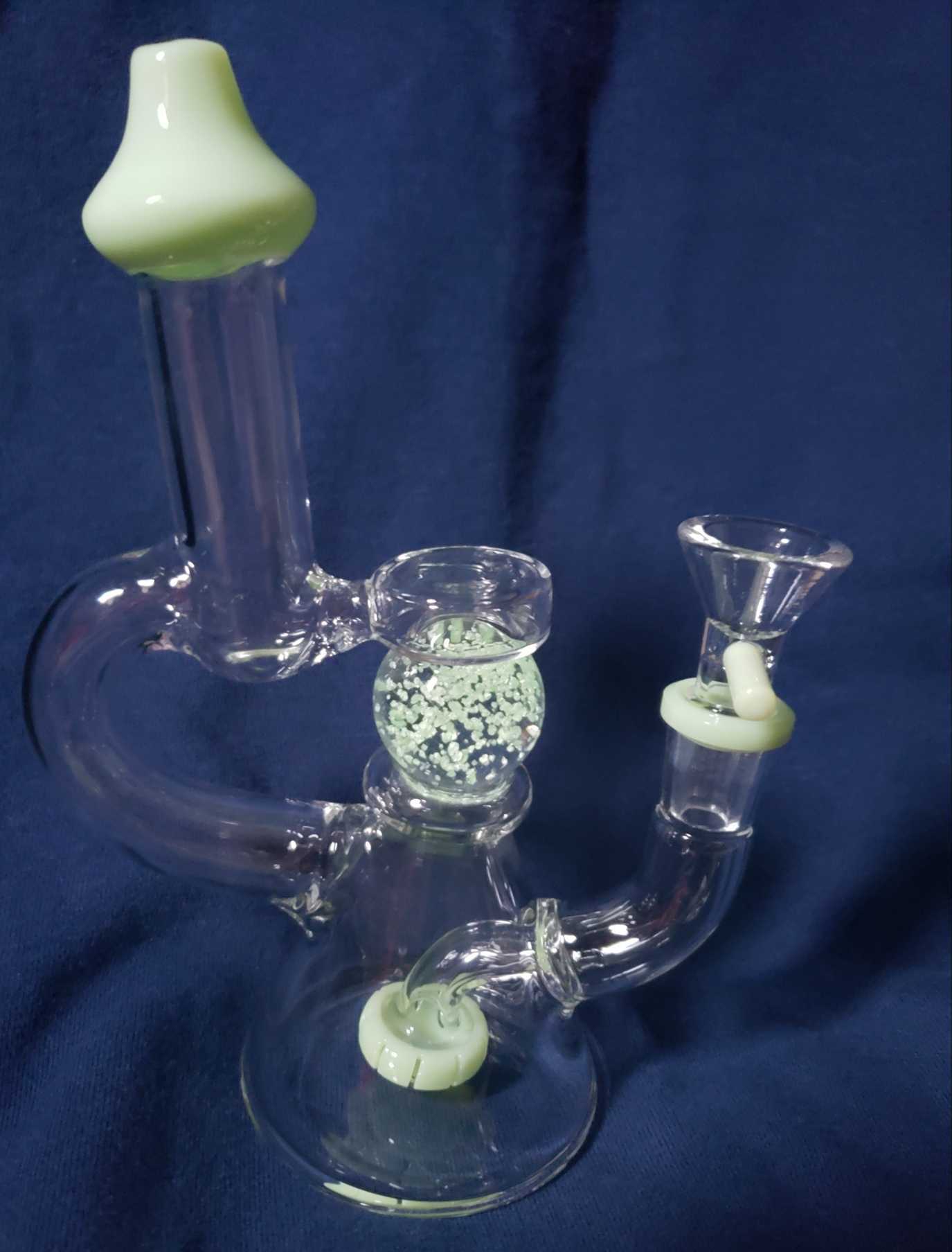 Cheap Glow In The Dark Spinning Ball Glass Bubble Bongs Showerhead Mini Dab Rigs  review 2