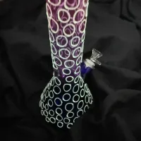 Glow In The Dark Thick Glass Beaker Bong Purple Big Water Pipe W/ Ice Pinch review 0