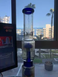 16 Inch Blue Bubble Water Pipes Double Tree Perc Big Heady Glass Bongs W/ Ice Catcher review 1