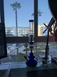 16 Inch Blue Bubble Water Pipes Double Tree Perc Big Heady Glass Bongs W/ Ice Catcher review 2
