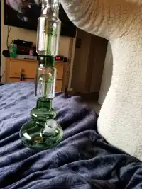 16 Inch Blue Bubble Water Pipes Double Tree Perc Big Heady Glass Bongs W/ Ice Catcher review 0